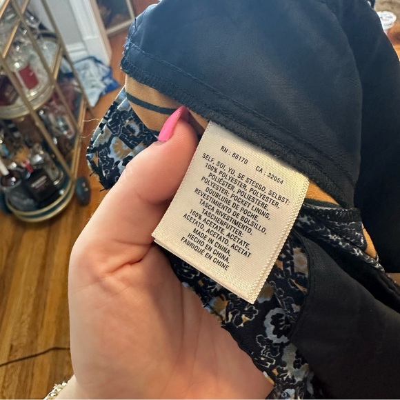 Anthropologie Elevenses | Navy Patterned Rolled Hem Trouser Pants 12T - Picture 7 of 7